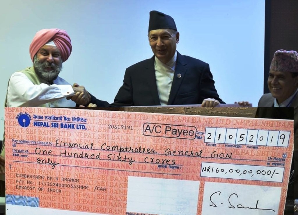 पुर्ननिर्माणको लागी १ अर्ब साठी करोड रुपैयाँ भारतबाट नेपाललाई हस्तान्तरण 