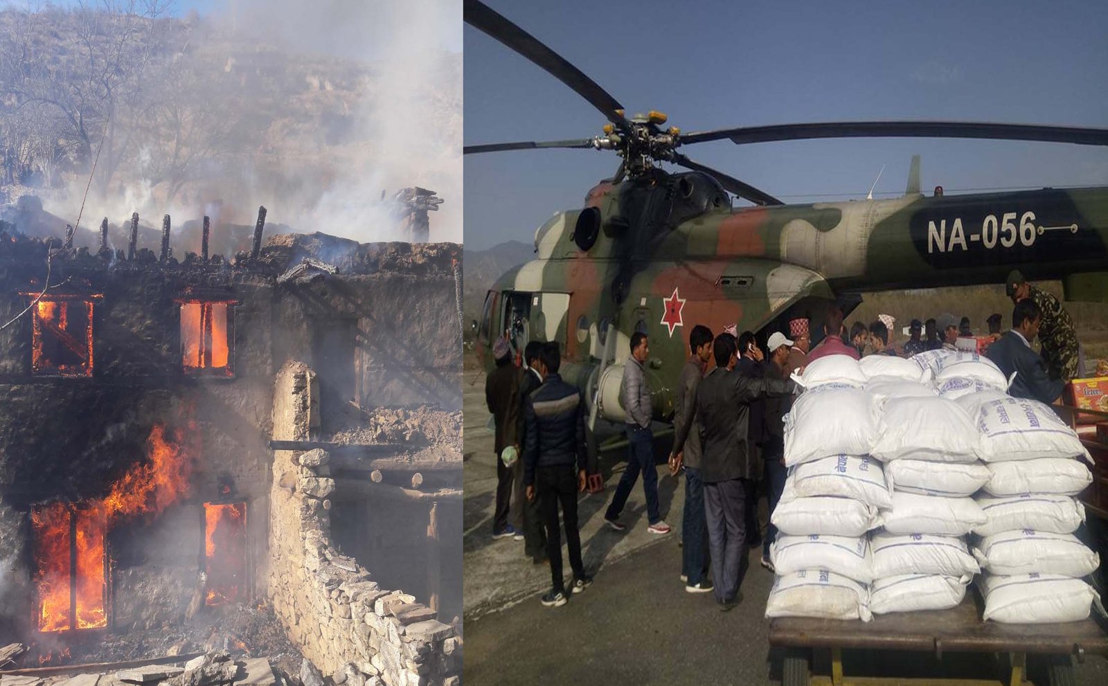 हुम्लामा आगलागीबाट डेढ करोड बराबरको क्षति, मुख्यमन्त्रीद्वारा राहत प्रदान